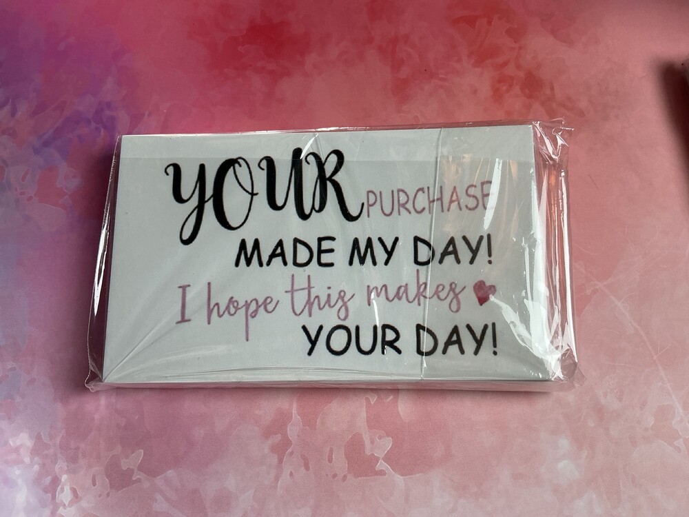 ★ 25 Small Business Thank You Cards Your Purchase Made My Day 2x3.5